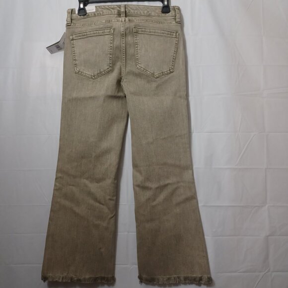 LIVERPOOL HANNAH CROP FLARE FRAY HEM MINERAL LAUREL OLIVE SIZE 4/27 - Picture 4 of 15